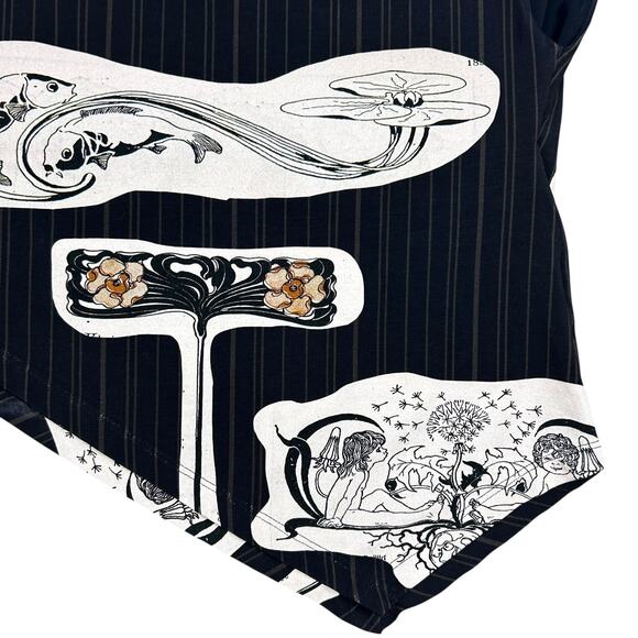 Elliss Pinstripe Cutout Cowl Top Black White Tank Witchy Goth Blouse Medium - Picture 8 of 12